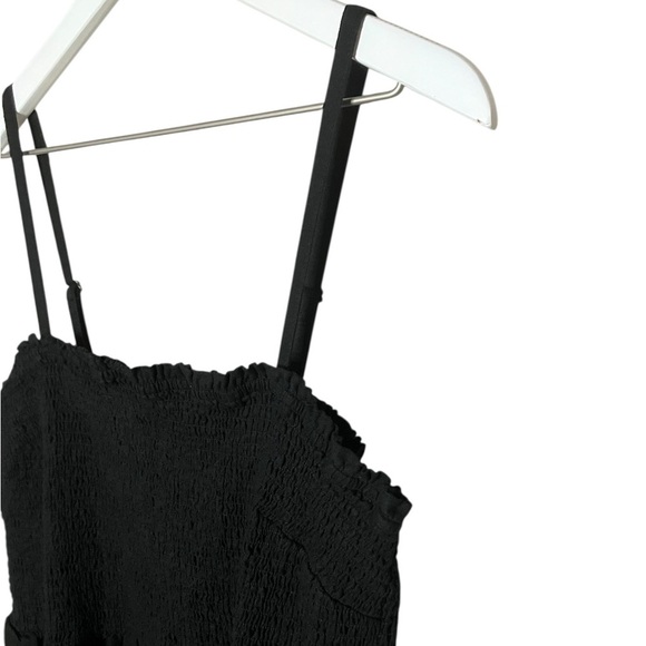 Gap Linen Blend Midi Dress Black XXL Sleeveless Smocked Tier Lightweight Breezy - Picture 2 of 5